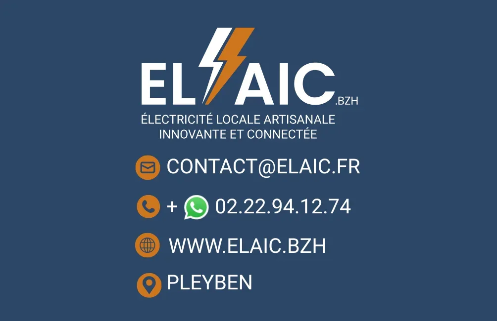 Carte de visite Elaic verso : coordonnées électricien Pleyben