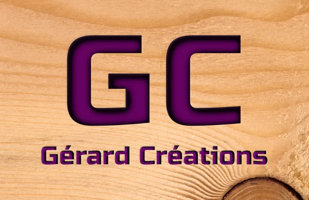 Carte de visite Gérard Créations recto : logo travail du bois