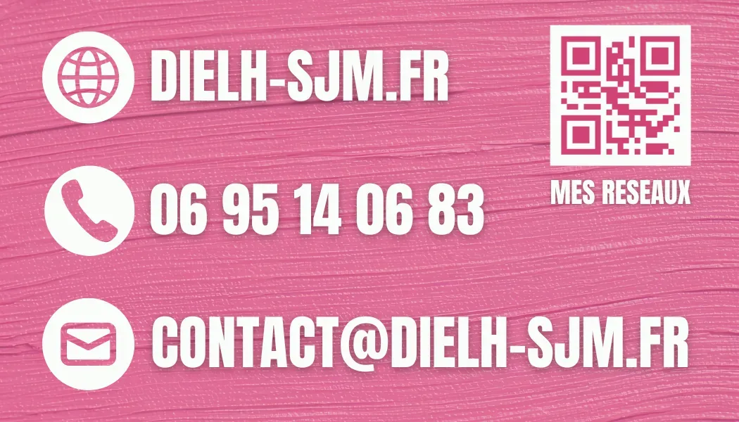 Carte de visite SJM Dielh verso : coordonnées et QR code