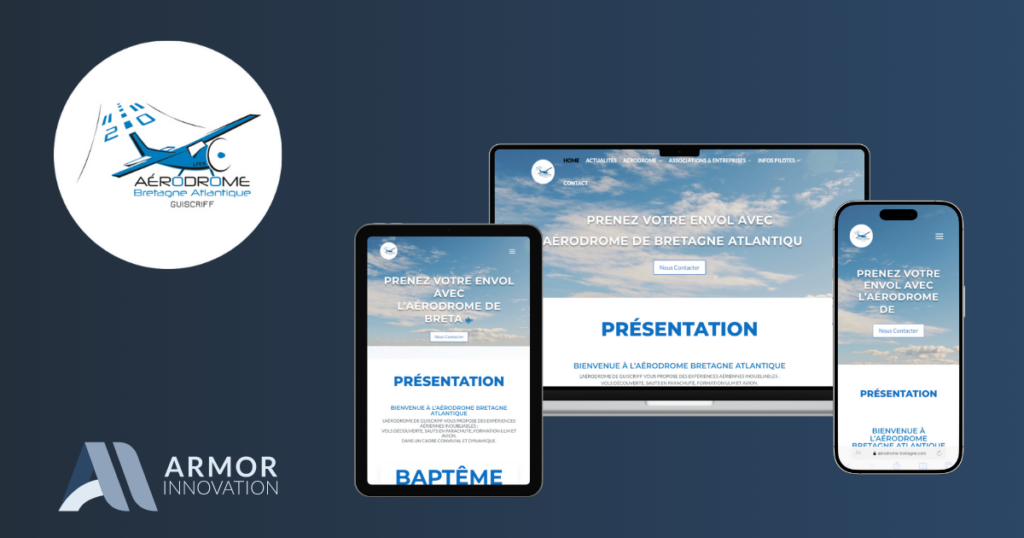 Refonte site internet Bretagne pour l'Aérodrome de Guiscriff par Armor Innovation.